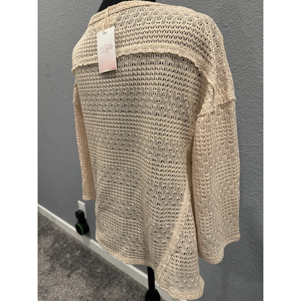 Loveriche Women's Crochet Knit Blouse, Sz L NWT